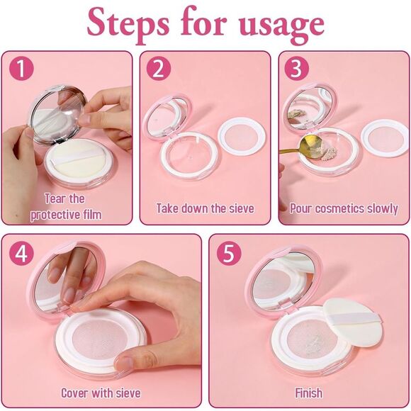 BUNDLE DEAL 🌸 2 for $15 Make up loose powder container with puff and mirror - Picture 2 of 3